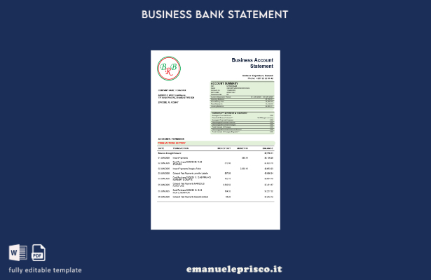 stile verificato Modello di dichiarazione aziendale della Banca della Repubblica